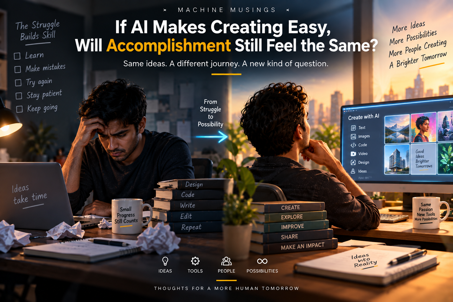 If AI Makes Creating Easy, Will Accomplishment Still Feel the Same?